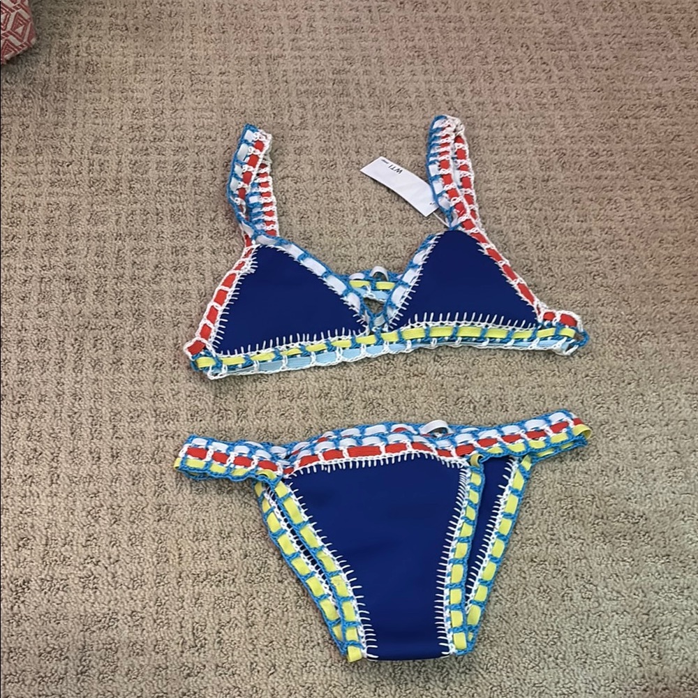 Kids Swimwear Set in Blue with Multicolor Accents